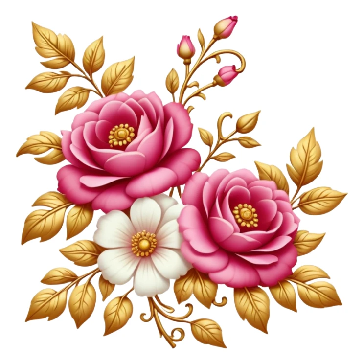 Reddish-pinkish and gold and white romantic vintage aesthetic decoration sticker