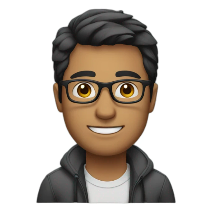 a man with short black hair wearing prescription glasses sticker