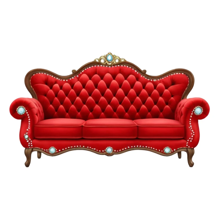Vintage velvet red sofa with rhinestones buttons sticker