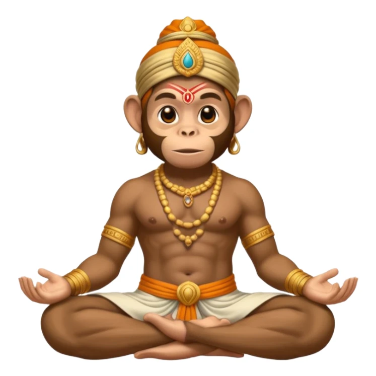 Hanuman ji monkey face hunk build body having mukut and dhoti and should be seated in pease to pray Ramji sticker