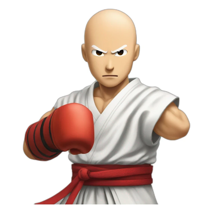 saitama serious punch with a katana on his right hand sticker