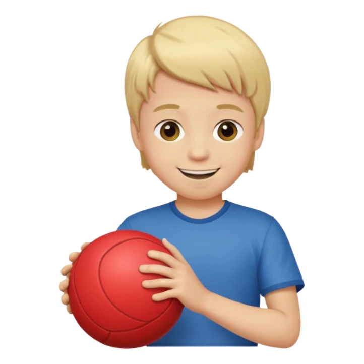 a son with blond hair playing a ball  sticker