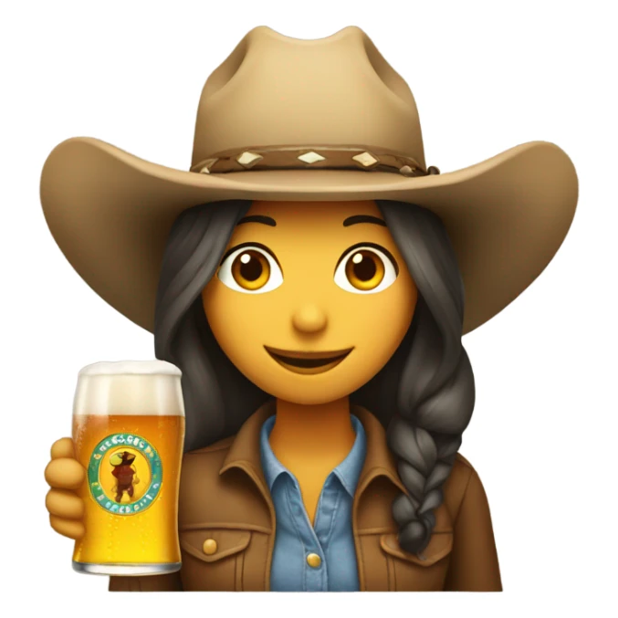 Girl with beer and cowboy hat sticker
