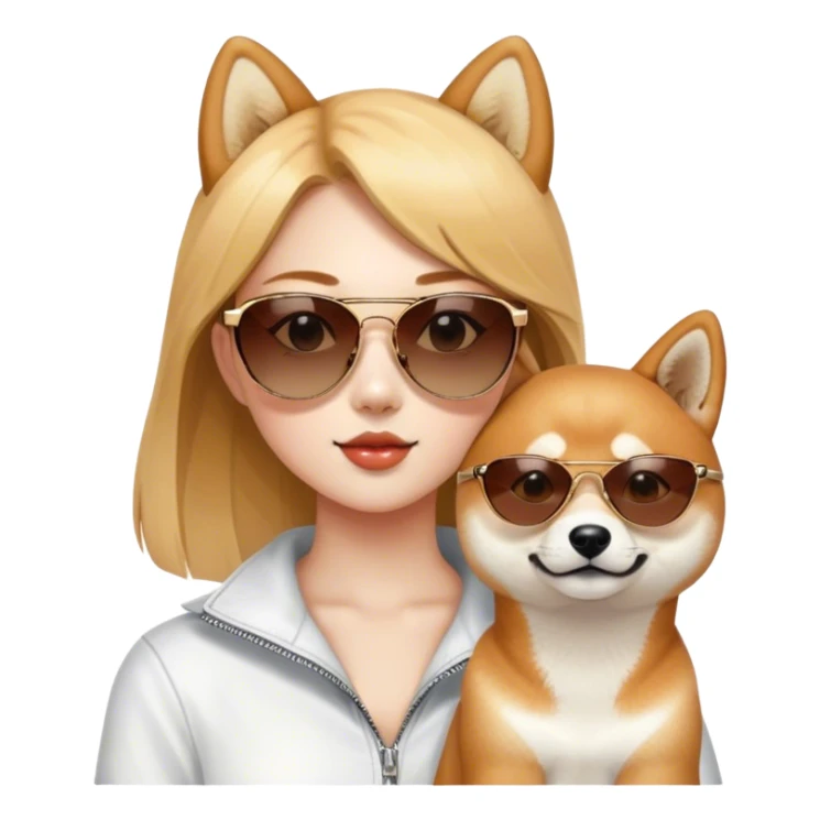 girl with shiba inu sunglasses sticker