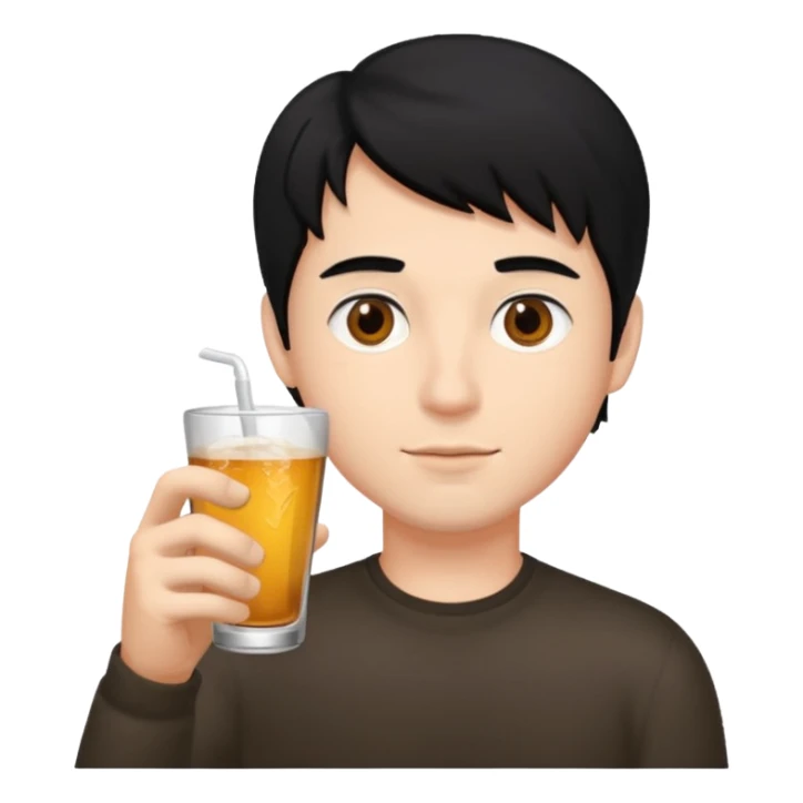 Guy with black hair brown eyes drinking  sticker