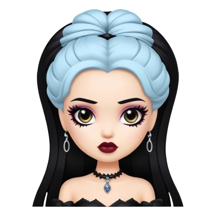 gothic pretty bratz baddie, black hair sticker