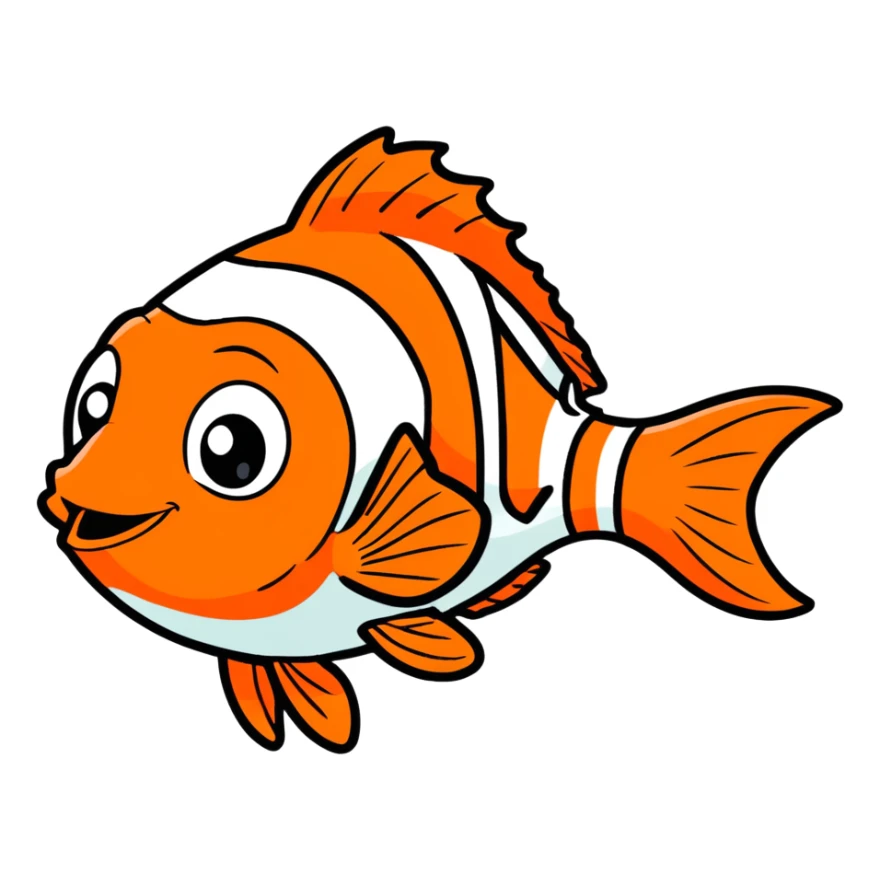 clownfish Nemo fish, cartoonish sticker style sticker
