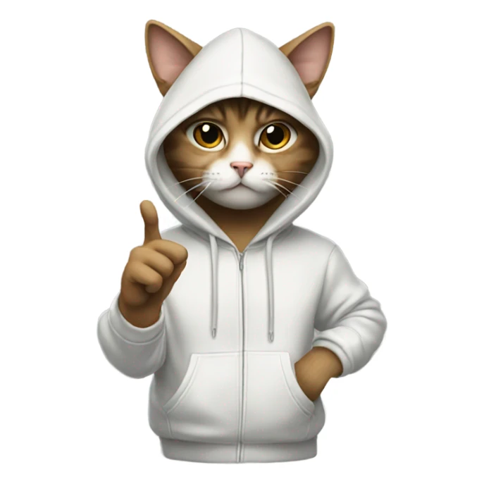 A cat with a hoodie holding the middle finger up sticker