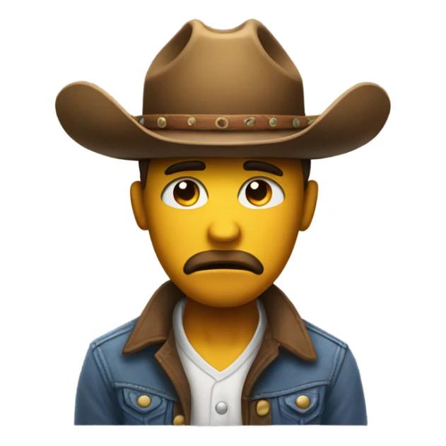 Depressed Emoji wearing cowboy hat  sticker