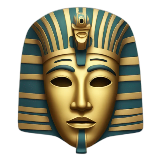 man noh style mask with egyptian face sticker
