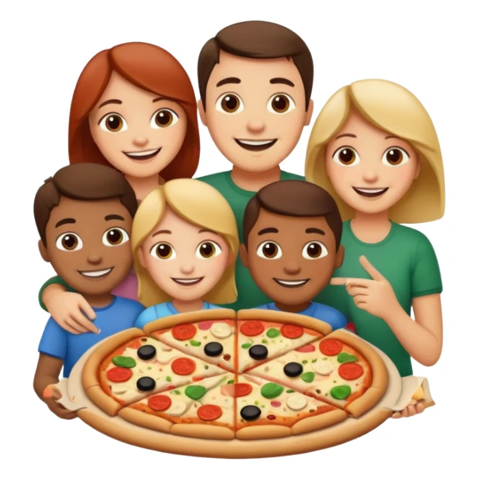 familiy eating pizza sticker