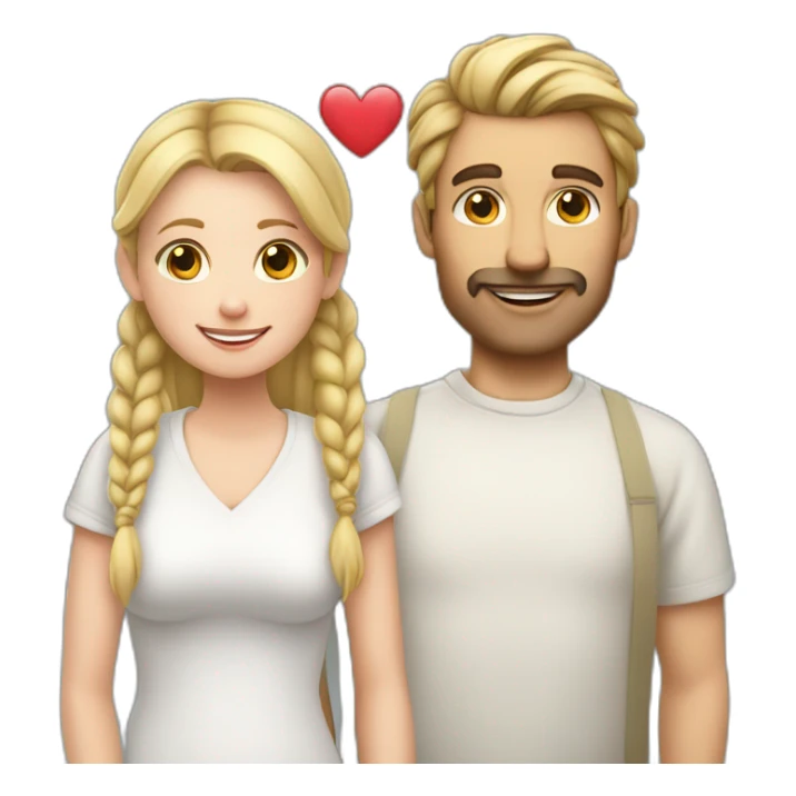 White Man loves white woman with pigtails, heart between them sticker