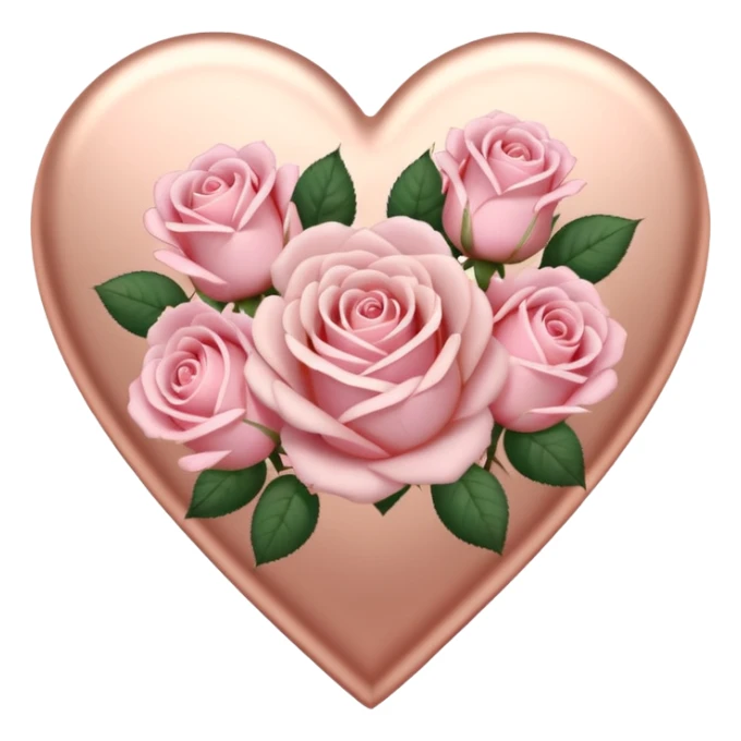 Rose-gold heart shape with pastel pink roses adorning it sticker