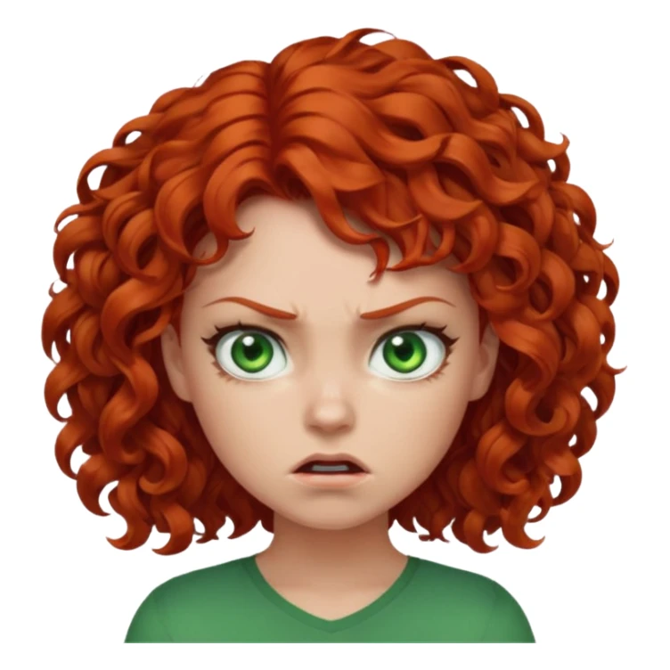 👩🏻‍🦰curly hair angry  but cute green eyes sticker