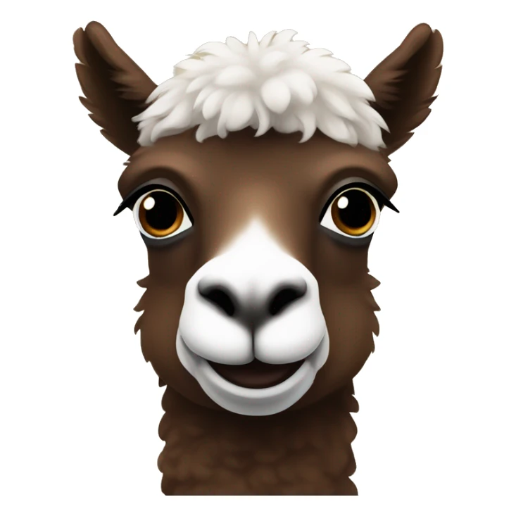 Dark Brown alpaca with a little bit of white on her forehead  sticker