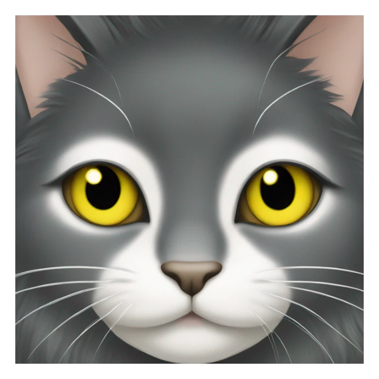 Black long haired cat green yellow eyes sticker