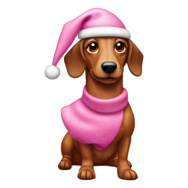 Wiener dog with pink Christmas sticker