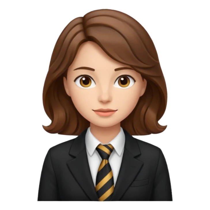 wavy brown haired woman with tie and blazer sticker