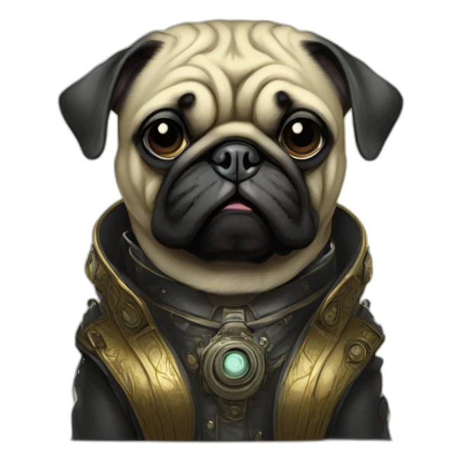 A cyberpunk pug in Art Nouveau style during 1910 sticker