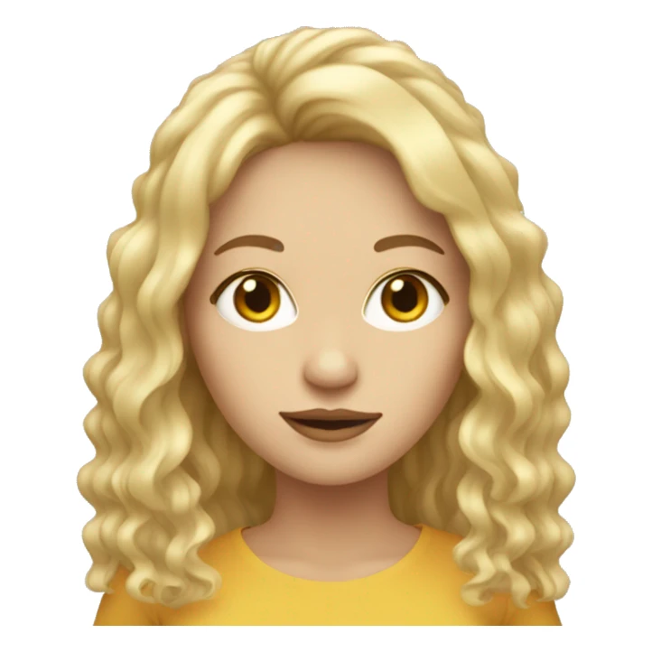 White women with curtain bangs and long golden hair sticker