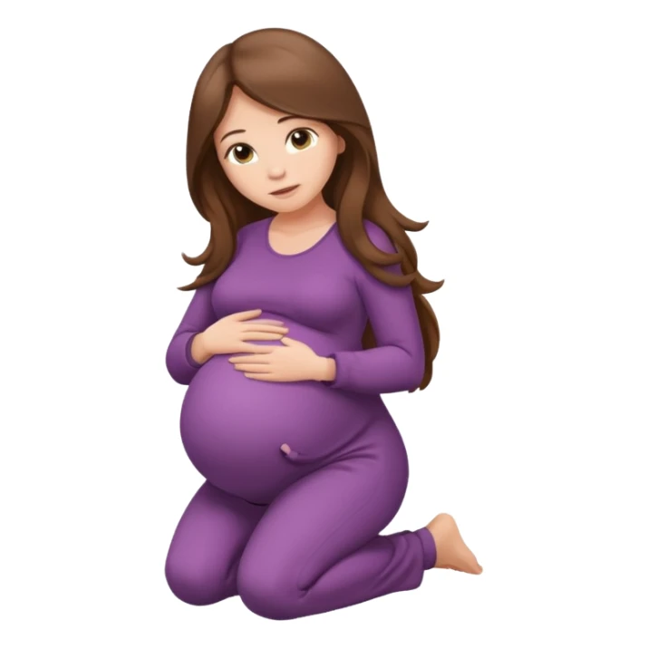 Pregnant long brown hair kneeling sticker