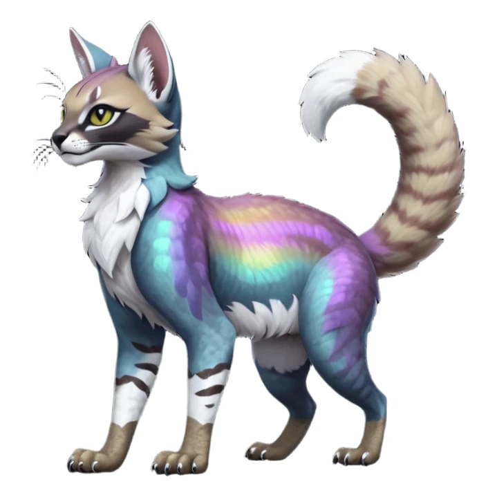 dark fruity white glorious iridescent divine exotic cool beautiful beautiful fantasy-caracal-civet-genet-sergal-vernid-Gryphon-Cacomistle-Trico-oncilla-animal-Fakémon-hybrid-fursona (full body) sticker