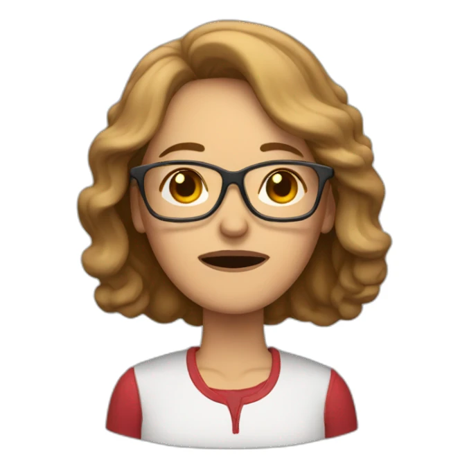 middle aged woman with light brown hair and red glasses crying sticker