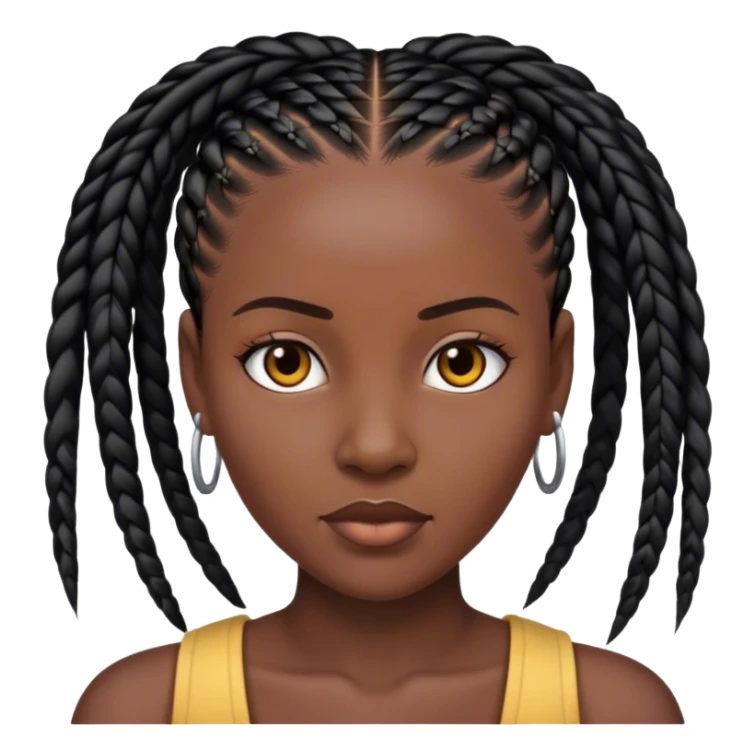 portrait of dark-skinned woman with black straight cornrows sticker
