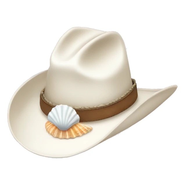 White cowgirl hat with seashell band sticker