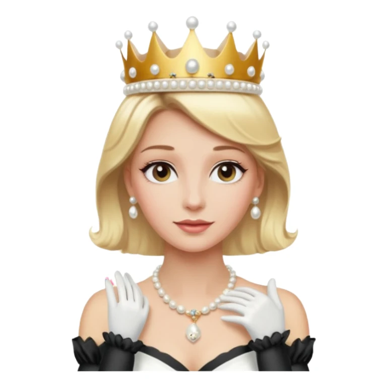 Blonde Elegant blonde princess with white gloves and pearl necklace, wearing crown.
 sticker
