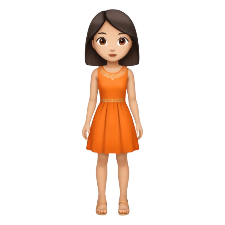 muñeca with asian features + vestido anaranjado sticker