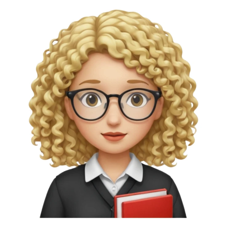 girl student , curly blone hair, half body to belt sticker