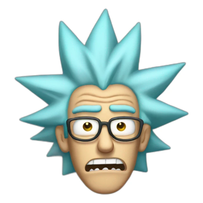Rick Sanchez with glasses and one finger up sticker