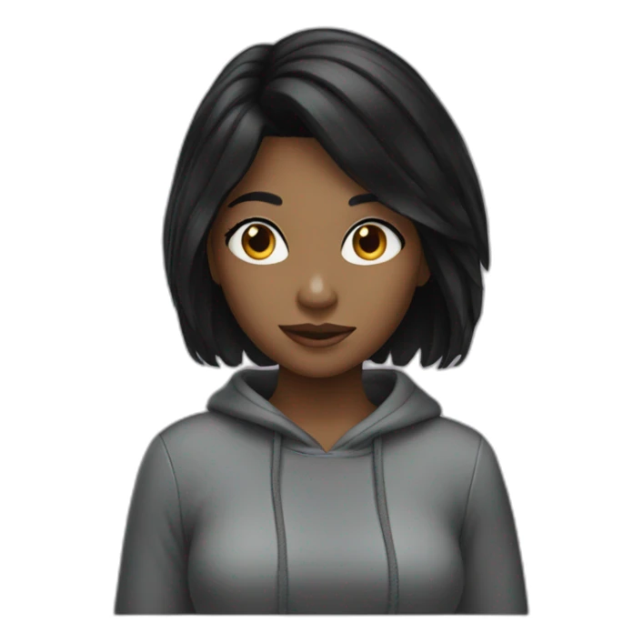 black hair girl with big nouse sticker