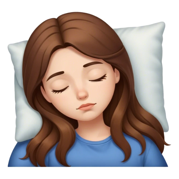 Sleepy girl, long brown hair sticker