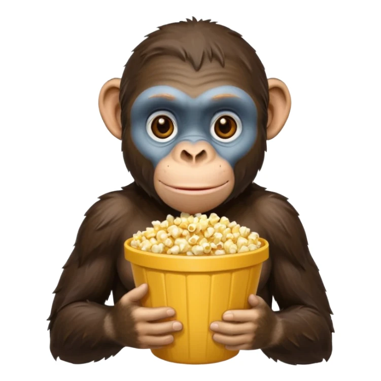 a chimpazy holding a bucket of popcorn sticker
