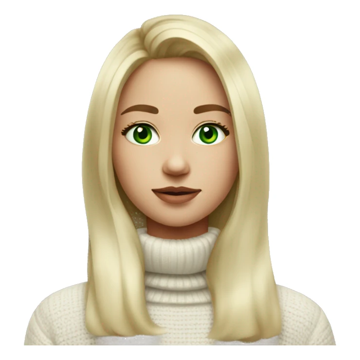 girl in white turtleneck sweater green eyes sticker