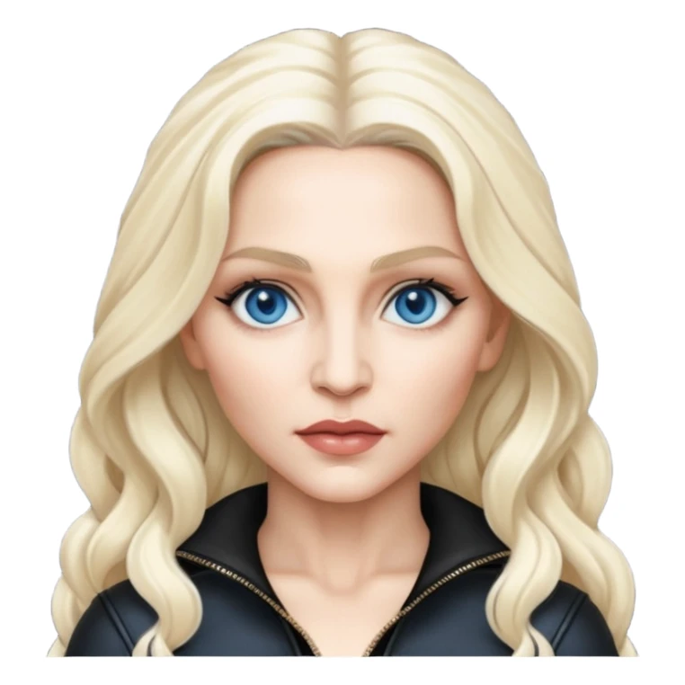 Madonna with blue eyes, long platinum blonde hair, black outfit sticker