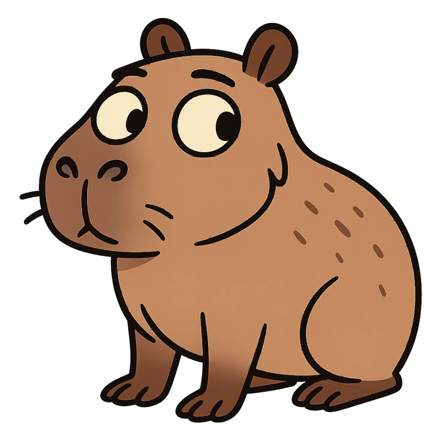 adorable capybara glancing sideways, minimal style sticker