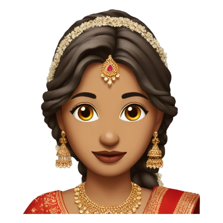 Indian bride red lehenga open hair  sticker