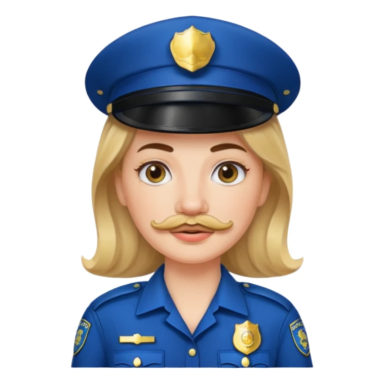 white woman with mustache wear police's uniform sticker