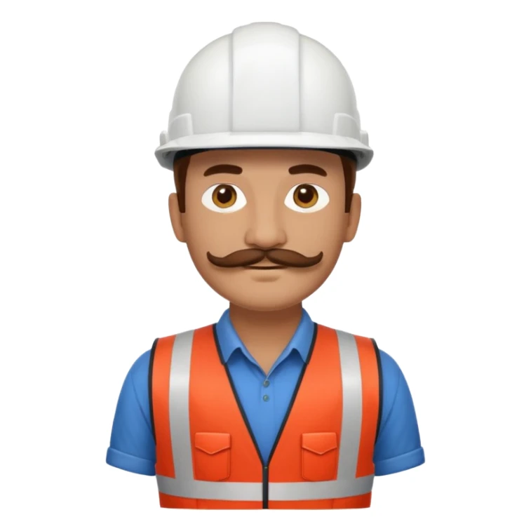 Arquitecto con casco blanco pero con chaleco de color rojo, la persona que tenga bigotes sticker