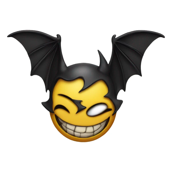 yello smily face with bat wings and tattoo sticker