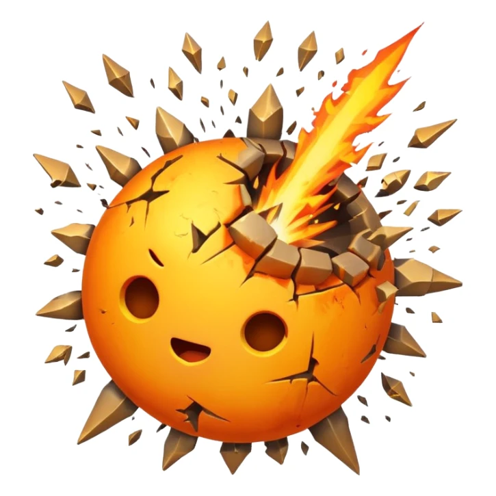 explosive bomb emoji with explosion and fragment shards sticker