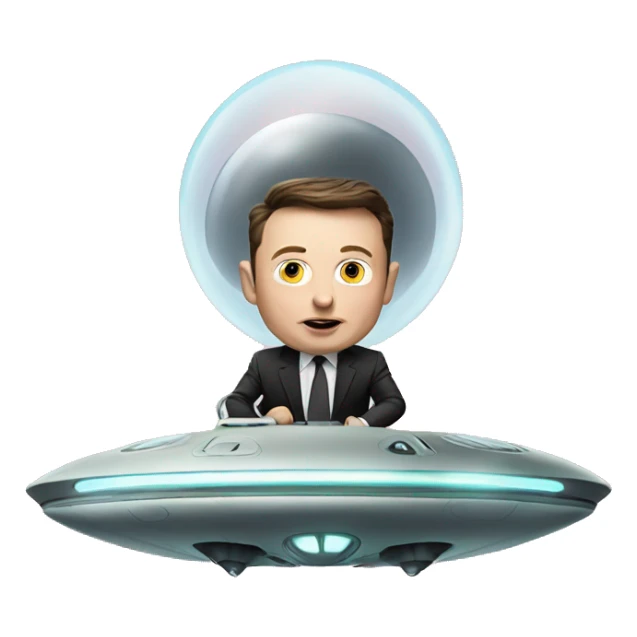 Elon musk riding in a ufo fighting drones sticker