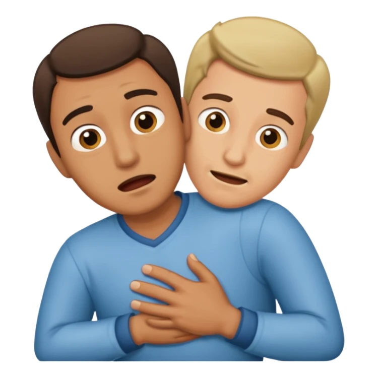 Man giving another man the Heimlich maneuver from behind sticker