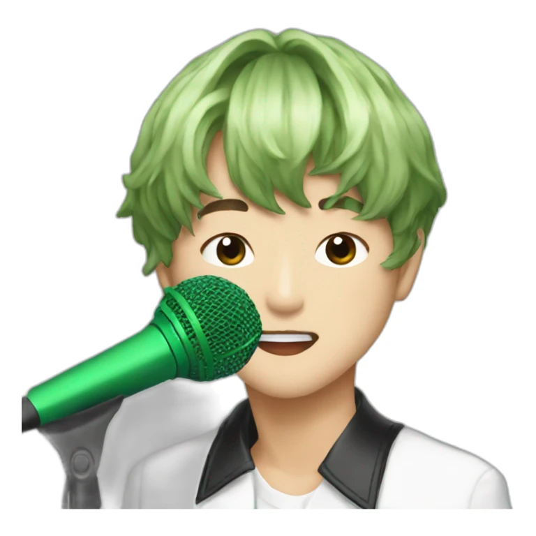 Kim Taehyung With a green mic sticker