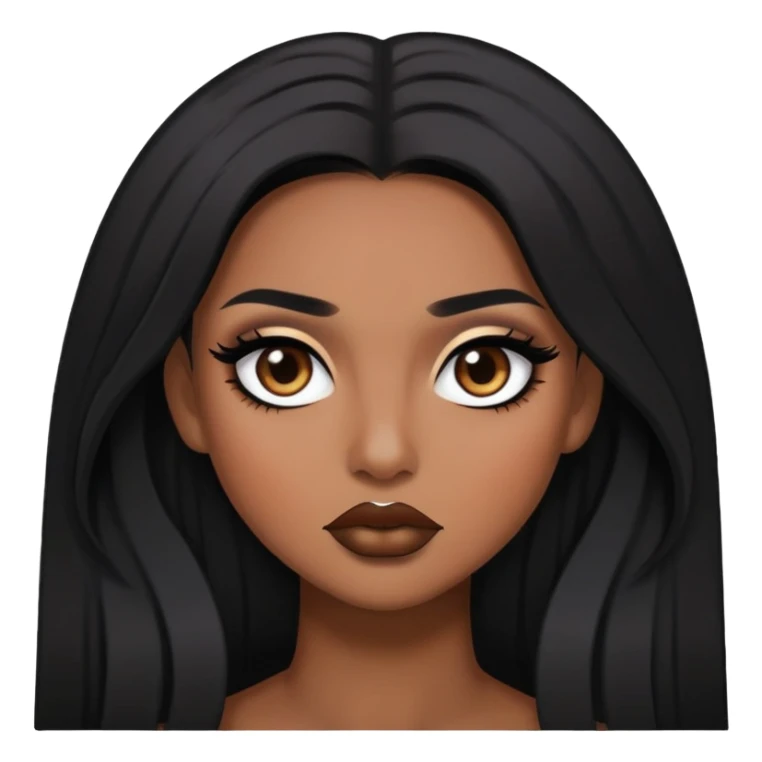 pretty brown skin, long hair, baddie with makeup sticker