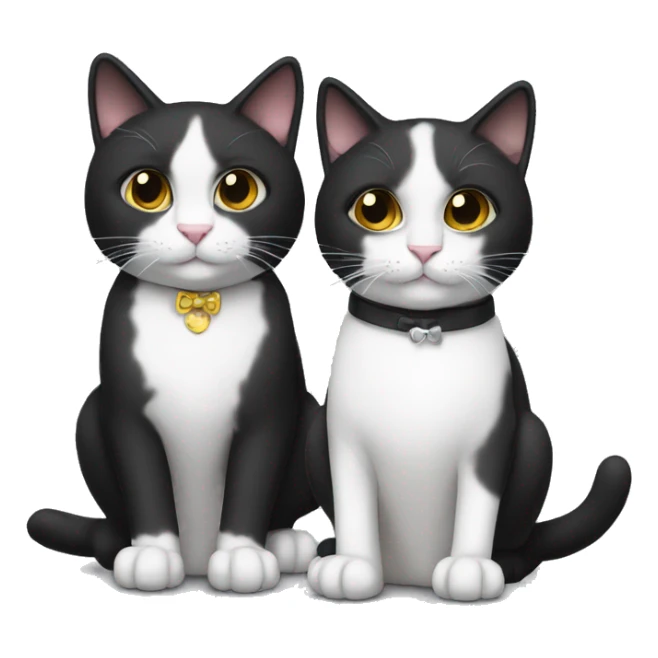 Two pet cats sitting together, one is black. The other is tuxedo sticker