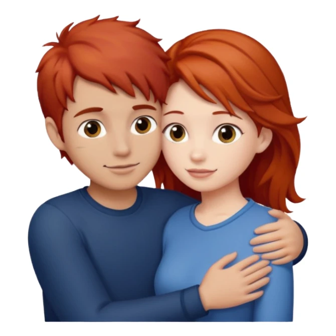 Red haired girl with brown hair boy romance sticker